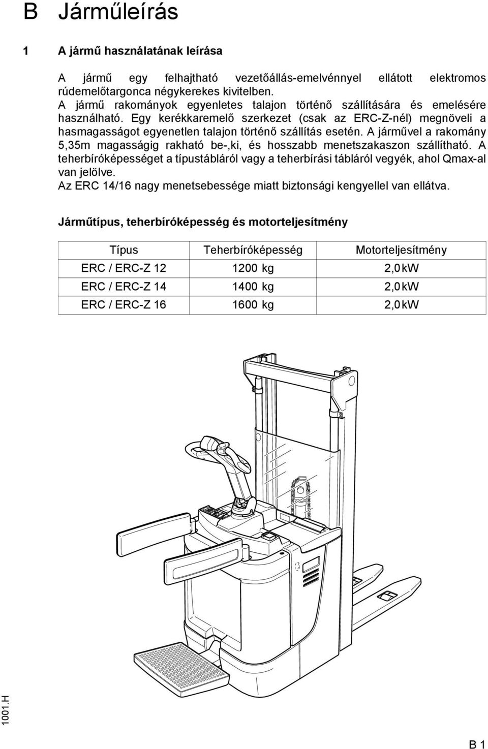 Egy kerékkaremelő szerkezet (csak az ERC-Z-nél) megnöveli a hasmagasságot egyenetlen talajon történő szállítás esetén.