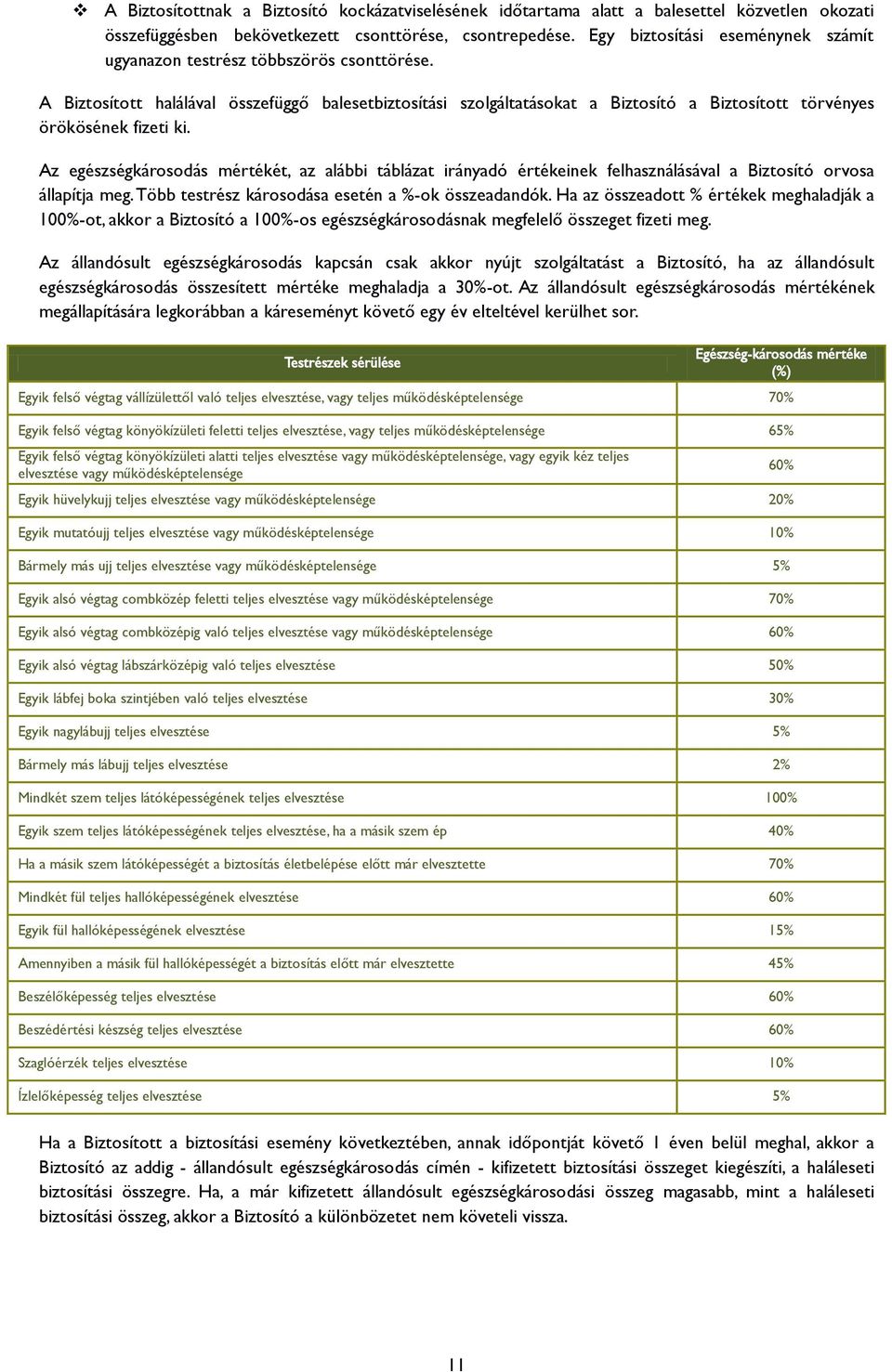 A Biztosított halálával összefüggő balesetbiztosítási szolgáltatásokat a Biztosító a Biztosított törvényes örökösének fizeti ki.