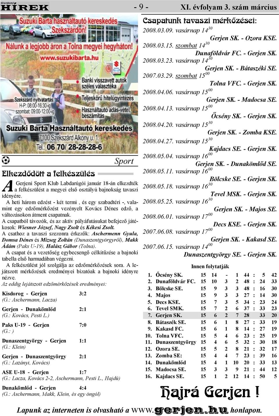 csapatból távozók, és az aktív pályáfutásukat befejezı játékosok: Wiesner József, Nagy Zsolt és Kékesi Zsolt.