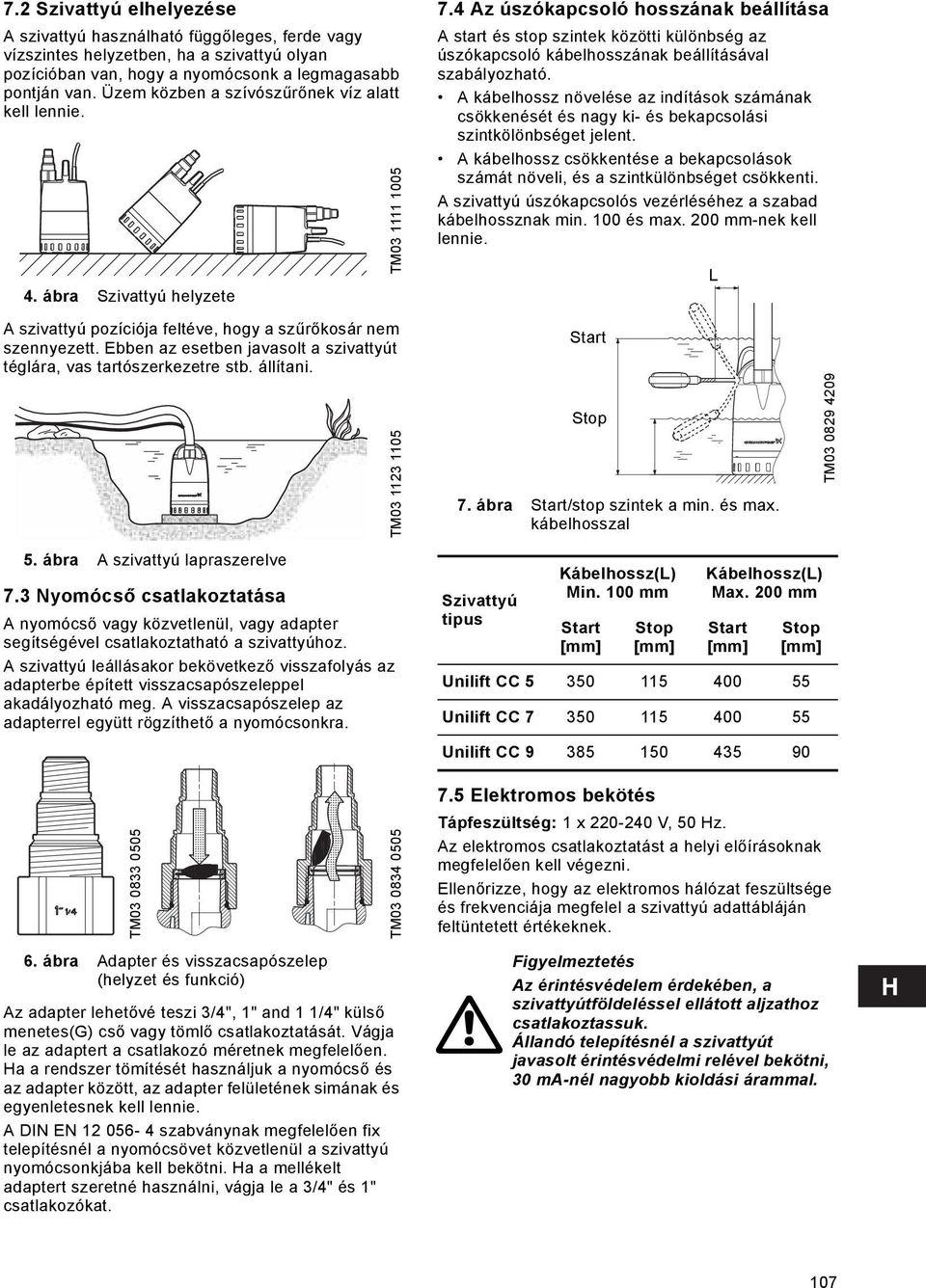 Ebben az esetben javasolt a szivattyút téglára, vas tartószerkezetre stb. állítani. 5. ábra A szivattyú lapraszerelve 7.