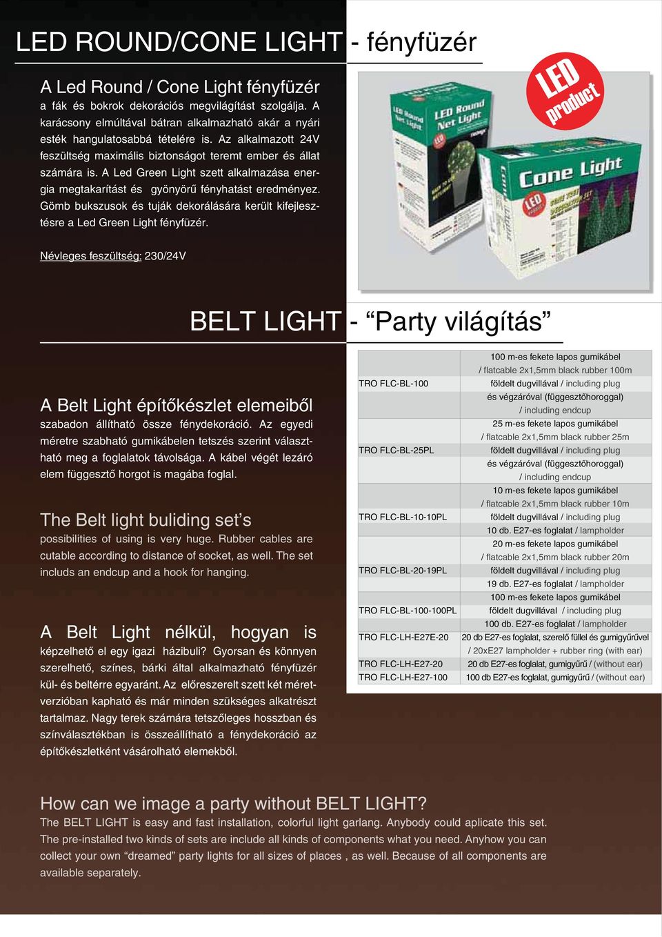 A Led Green Light szett alkalmazása ener- Gömb bukszusok és tuják dekorálására került kifejlesztésre a Led Green Light fényfüzér.