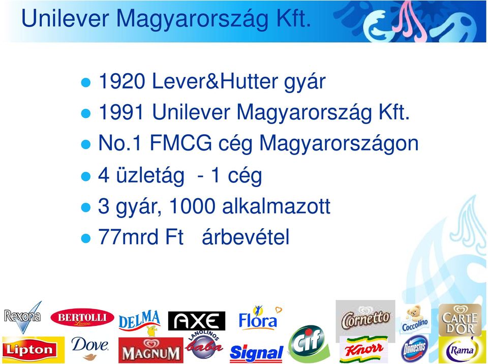 1 FMCG cég Magyarországon 4 üzletág - 1