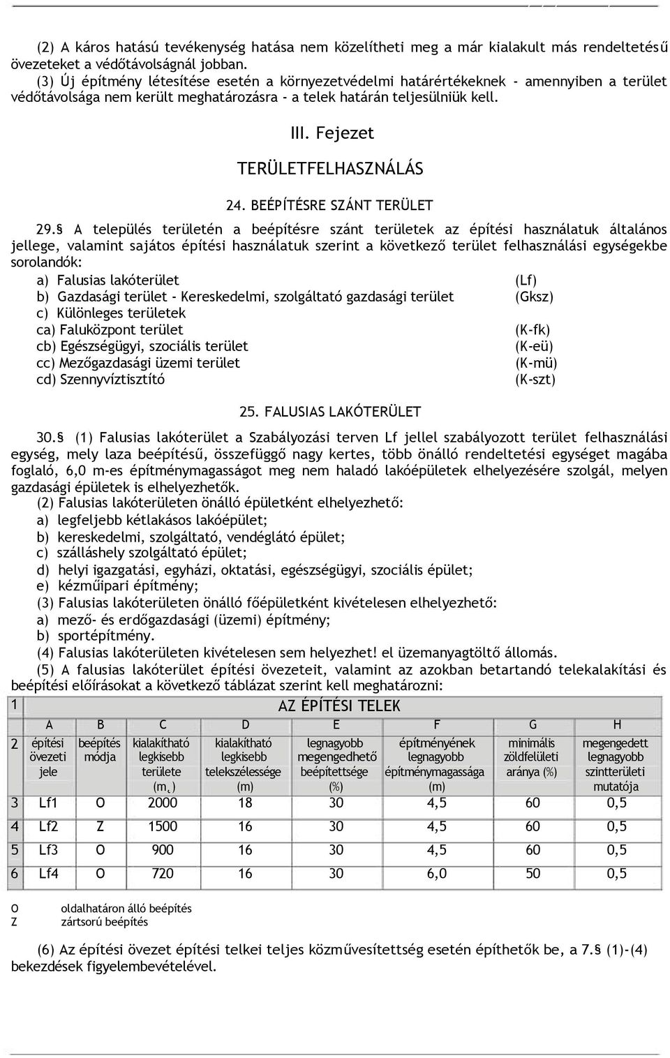 Fejezet TERÜLETFELHASZNÁLÁS 24. BEÉPÍTÉSRE SZÁNT TERÜLET 29.