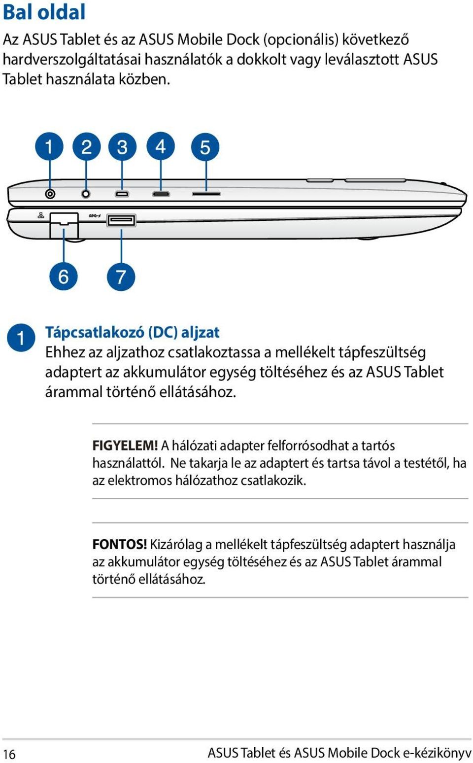 ellátásához. FIGYELEM! A hálózati adapter felforrósodhat a tartós használattól.