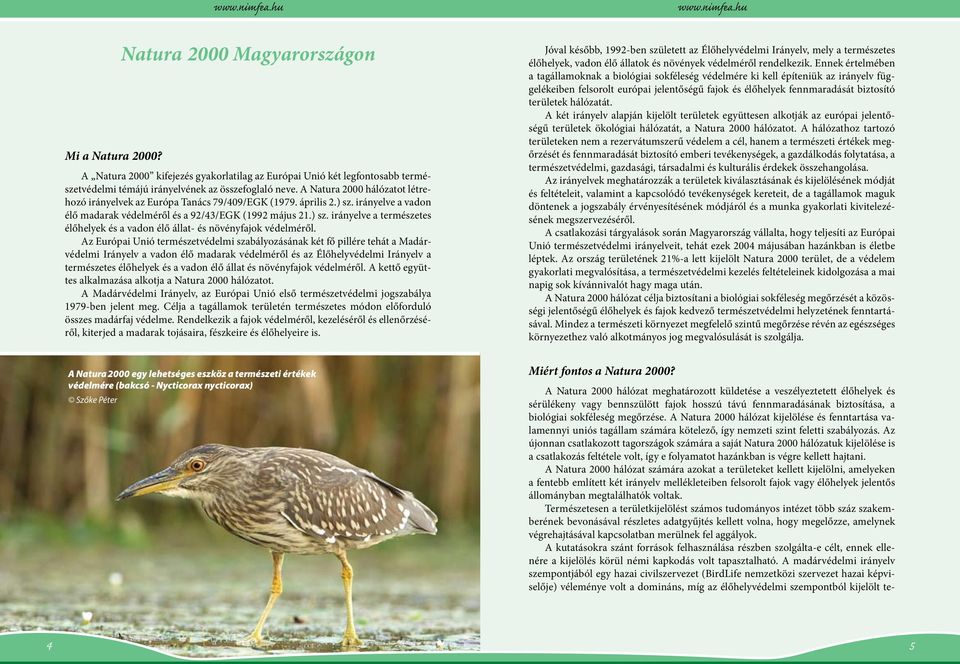 Az Európai Unió természetvédelmi szabályozásának két fő pillére tehát a Madárvédelmi Irányelv a vadon élő madarak védelméről és az Élőhelyvédelmi Irányelv a természetes élőhelyek és a vadon élő állat