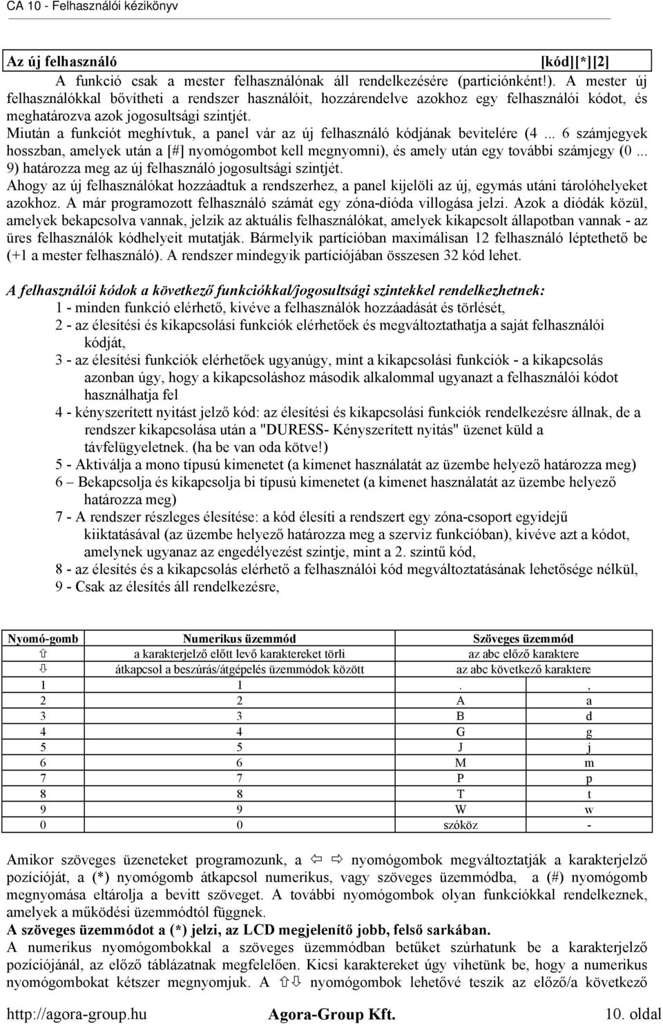 Miután a funkciót meghívtuk, a panel vár az új felhasználó kódjának bevitelére (4... 6 számjegyek hosszban, amelyek után a [#] nyomógombot kell megnyomni), és amely után egy további számjegy (0.