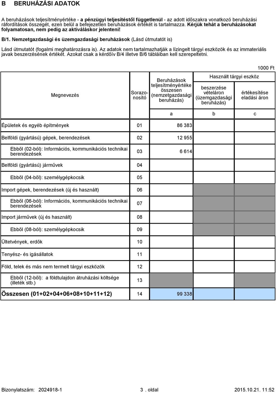 Nemzetgazdasági és üzemgazdasági beruházások (Lásd útmutatót is) Lásd útmutatót (fogalmi meghatározásra is).