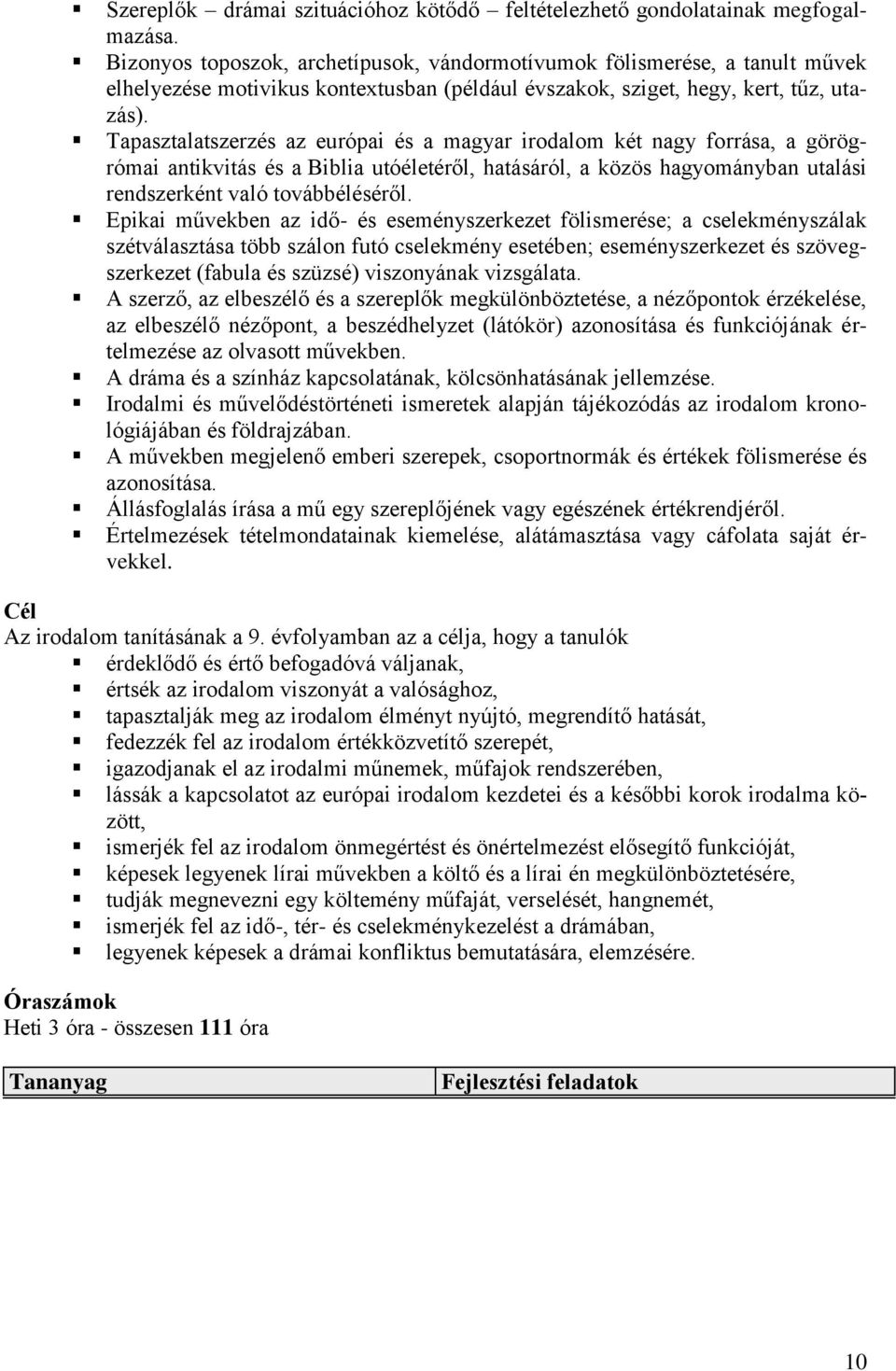 Tapasztalatszerzés az európai és a magyar irodalom két nagy forrása, a görögrómai antikvitás és a Biblia utóéletéről, hatásáról, a közös hagyományban utalási rendszerként való továbbéléséről.