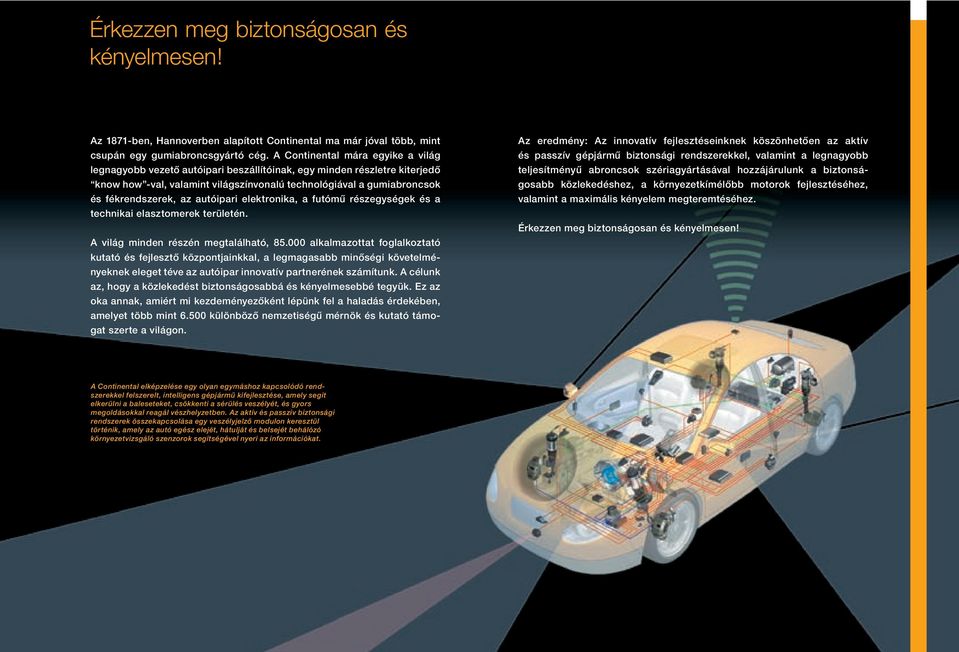 az autóipari elektronika, a futómű részegységek és a technikai elasztomerek területén. A világ minden részén megtalálható, 85.