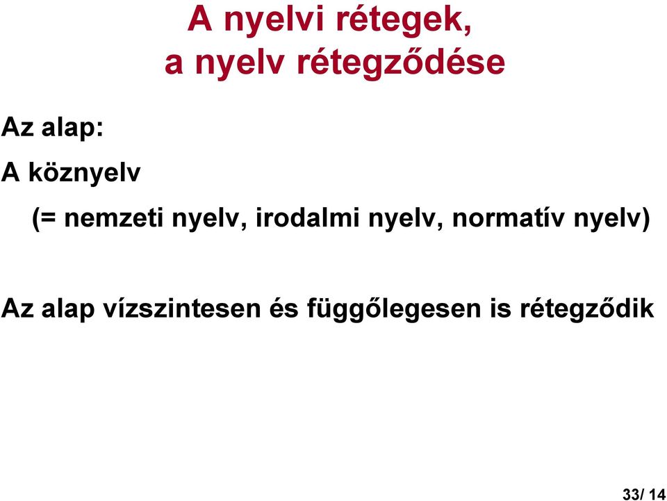 irodalmi nyelv, normatív nyelv) Az alap