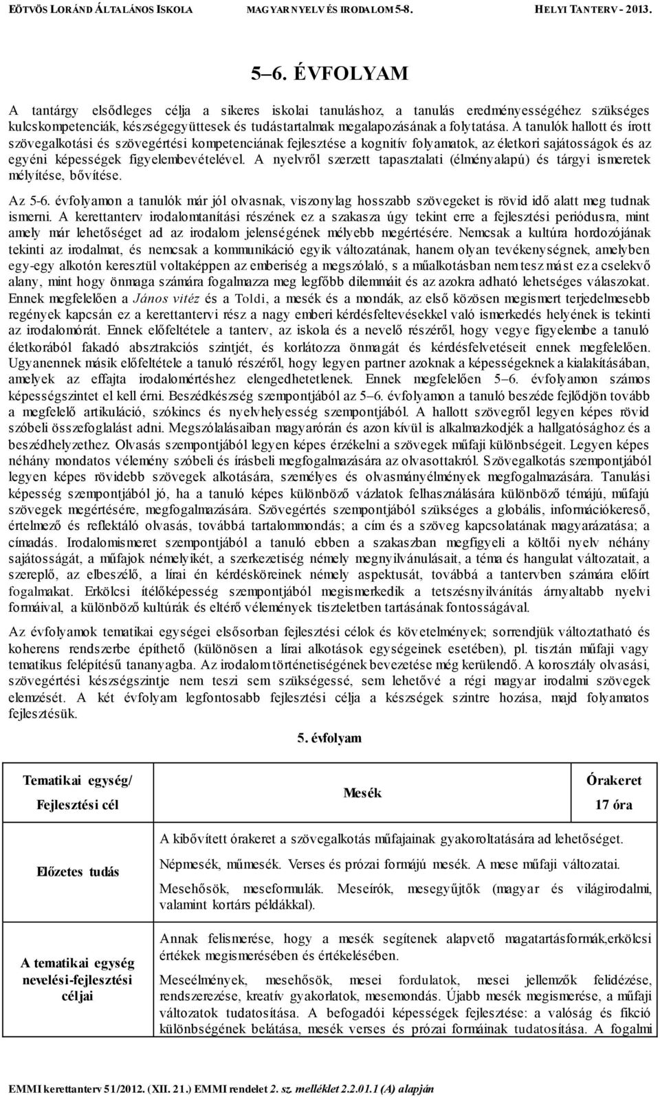 A nyelvről szerzett tapasztalati (élményalapú) és tárgyi ismeretek mélyítése, bővítése. Az 5-6.