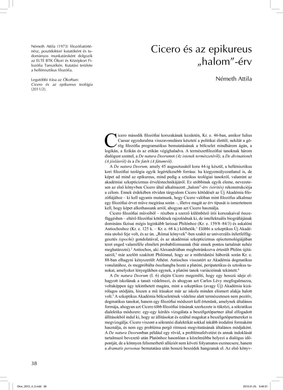 ikureus teológia (2011/2). Cicero és az ep