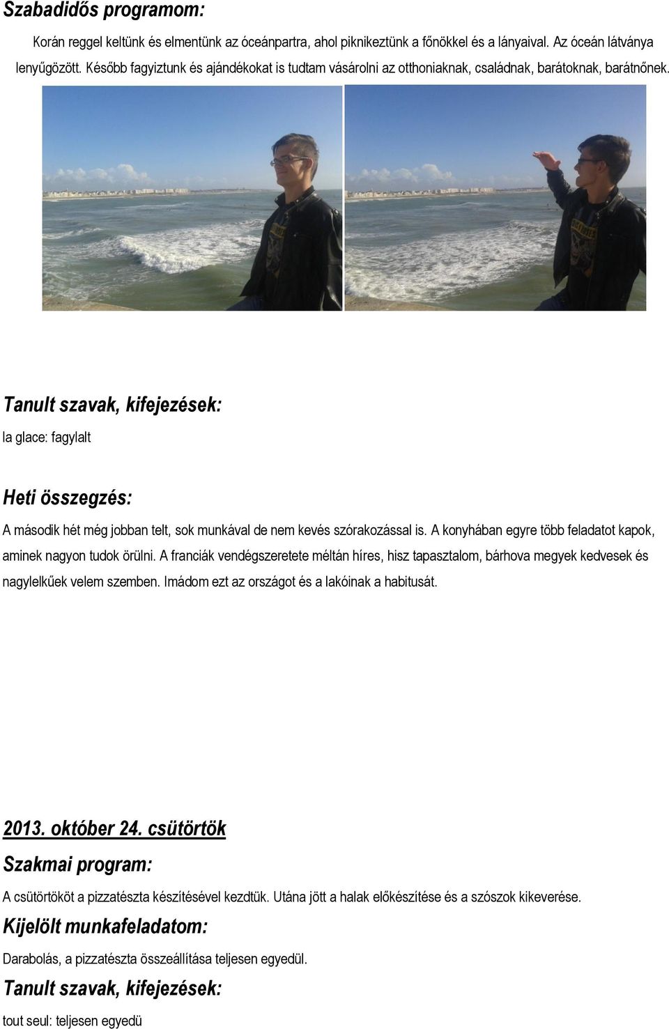 la glace: fagylalt Heti összegzés: A második hét még jobban telt, sok munkával de nem kevés szórakozással is. A konyhában egyre több feladatot kapok, aminek nagyon tudok örülni.