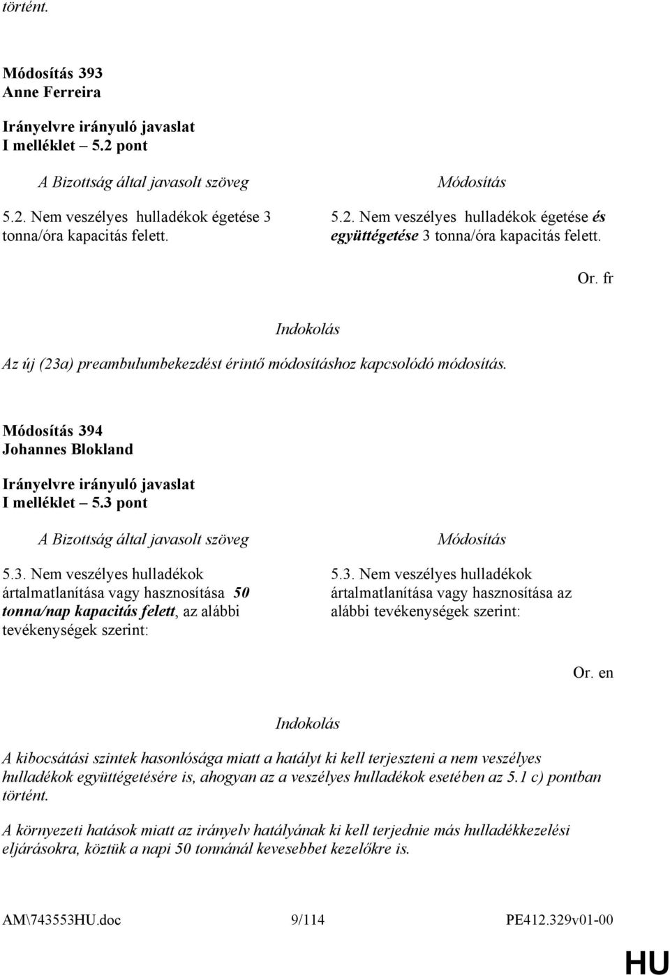 3. Nem veszélyes hulladékok ártalmatlanítása vagy hasznosítása az alábbi tevékenységek szerint: A kibocsátási szintek hasonlósága miatt a hatályt ki kell terjeszteni a nem veszélyes hulladékok