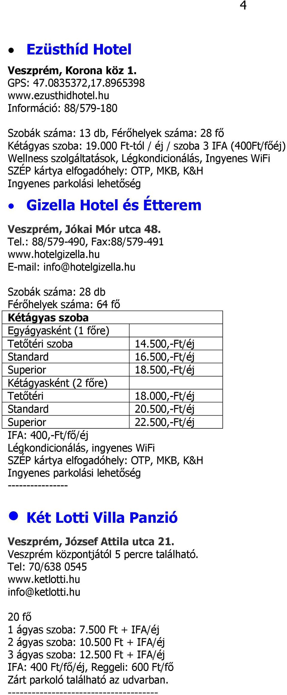 hotelgizella.hu E-mail: info@hotelgizella.