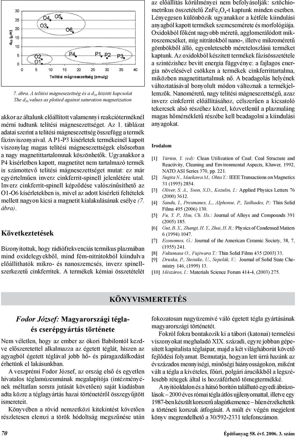 mágnesezettséget. Az 1. táblázat adatai szerint a telítési mágnesezettség összefügg a termék fázisviszonyaival.