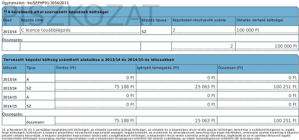 Ft 0 Ft 0 Ft 0 Ft 0 Ft 0 Ft 0 Ft özeen: 75 188 Ft 25 063 Ft 100 251 Ft 14. a Rendelet 2 (1) 3.