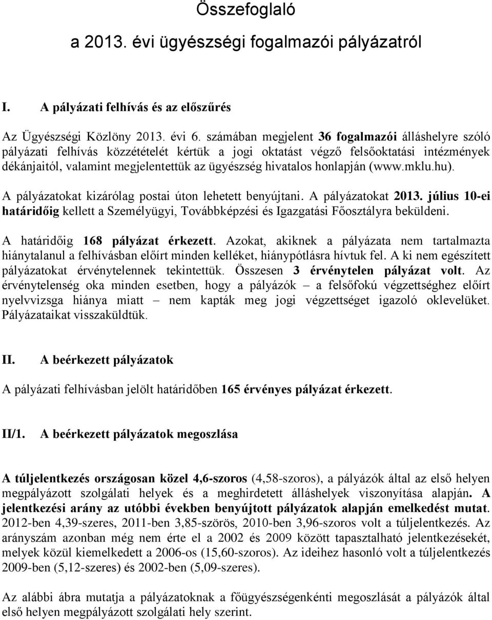 honlapján (www.mklu.hu). A pályázatokat kizárólag postai úton lehetett benyújtani. A pályázatokat 2013.