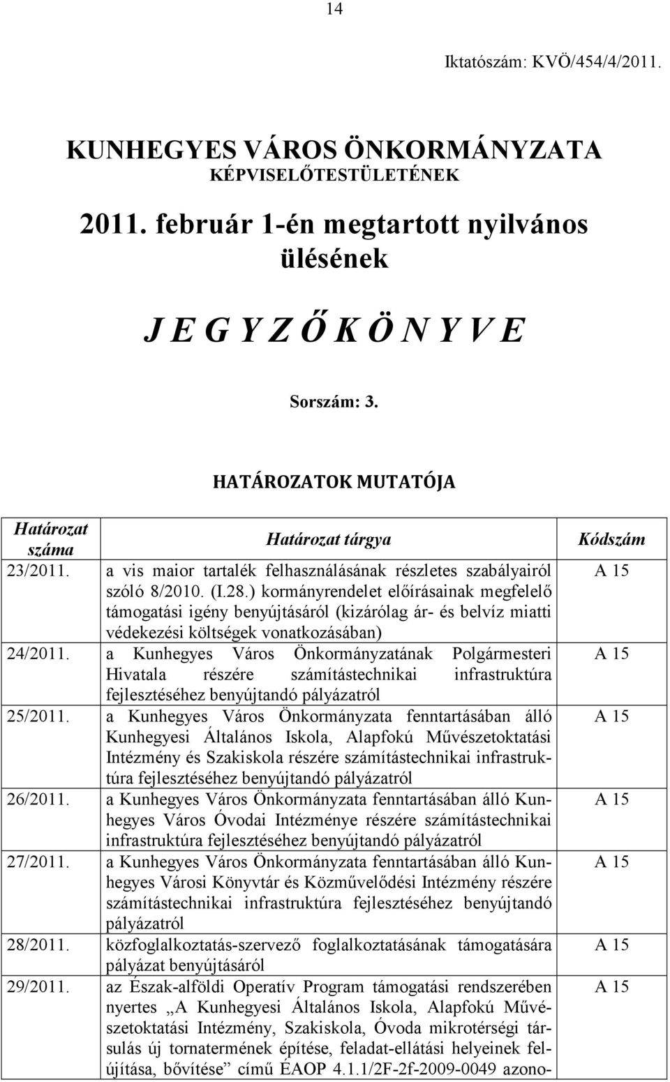 ) kormányrendelet előírásainak megfelelő támogatási igény benyújtásáról (kizárólag ár- és belvíz miatti védekezési költségek vonatkozásában) 24/2011.