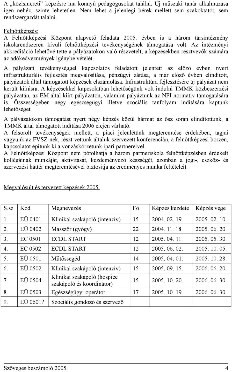 Az intézményi akkreditáció lehetővé tette a pályázatokon való részvételt, a képzésekben résztvevők számára az adókedvezmények igénybe vételét.