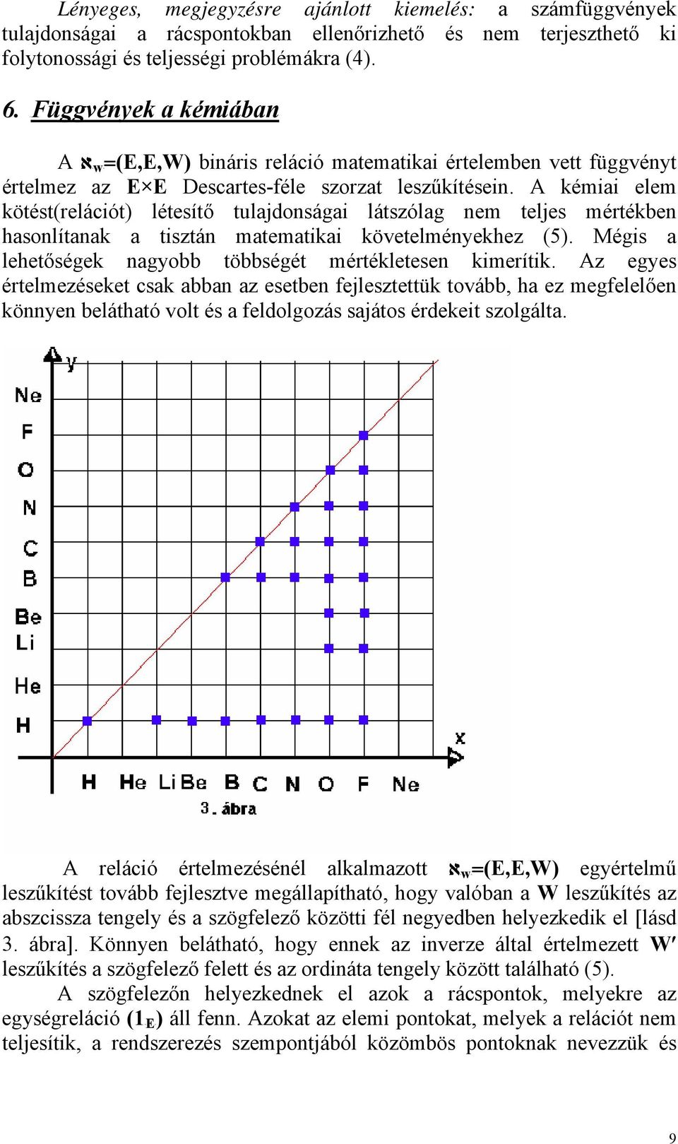 A kémiai elem kötést(relációt) létesítő tulajdonságai látszólag nem teljes mértékben hasonlítanak a tisztán matematikai követelményekhez (5).