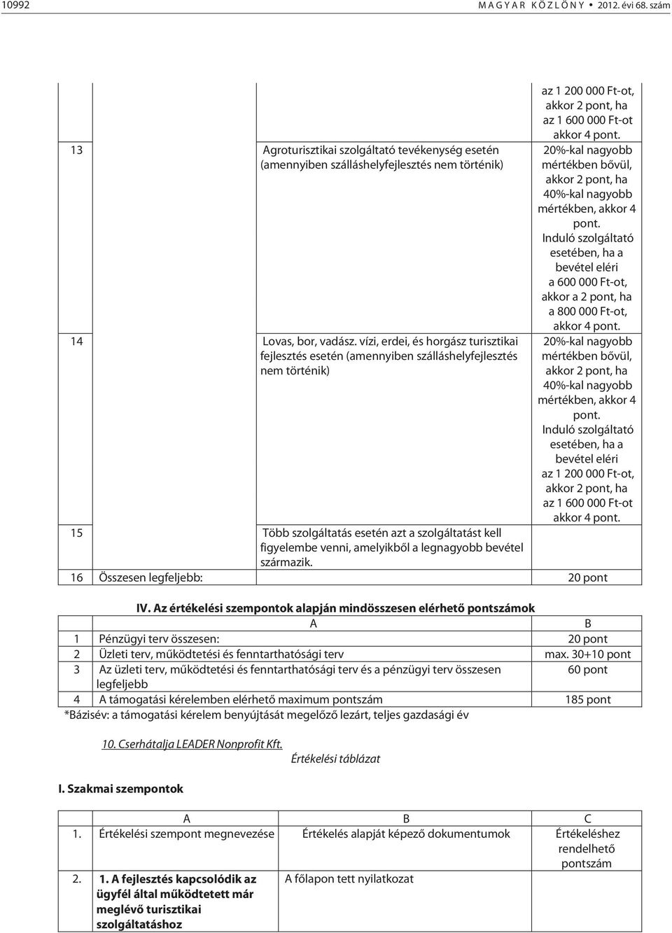 20%-kal nagyobb mértékben bővül, akkor 2 pont, ha 40%-kal nagyobb mértékben, akkor 4 pont.