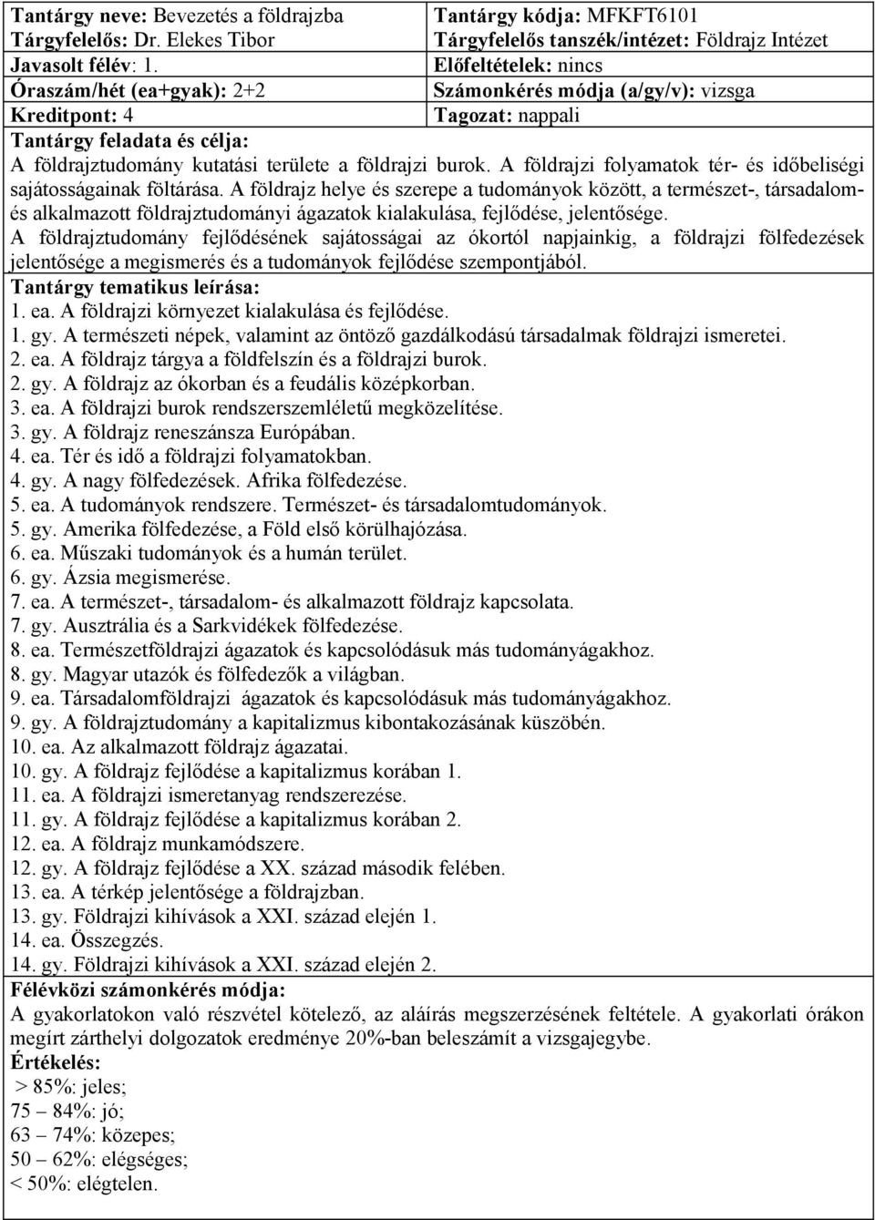 A földrajzi folyamatok tér- és időbeliségi sajátosságainak föltárása.