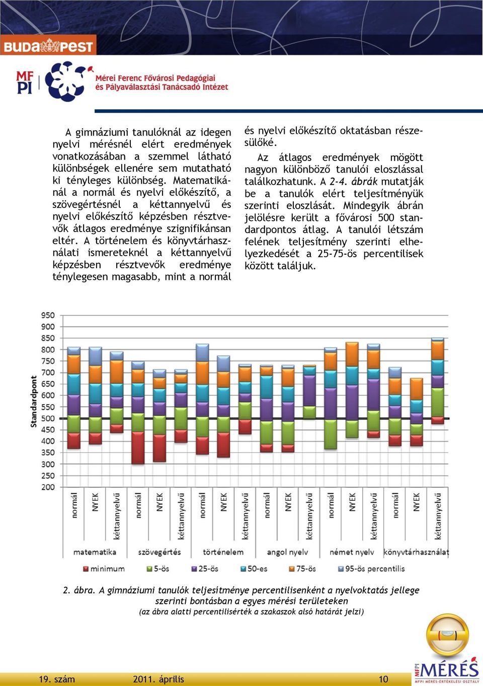 A történelem és könyvtárhasználati ismereteknél a kéttannyelvű képzésben résztvevők eredménye ténylegesen magasabb, mint a normál és nyelvi előkészítő oktatásban részesülőké.