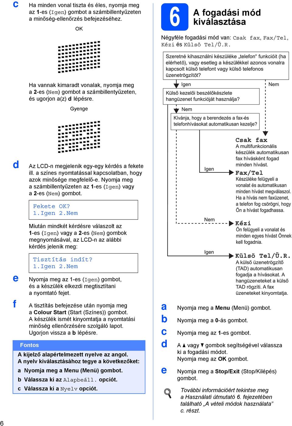 Nyomj meg számillentyűzeten z -es (Igen) vgy 2-es (Nem) gomot. Fekete OK?.Igen 2.