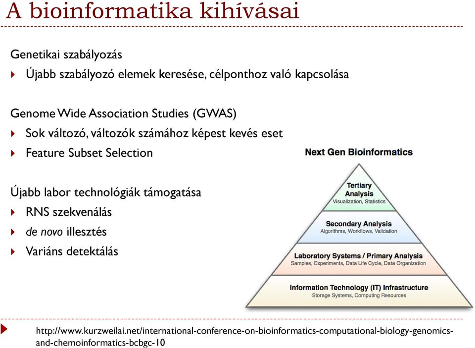 Selection Újabb labor technológiák támogatása RNS szekvenálás de novo illesztés Variáns detektálás http://www.