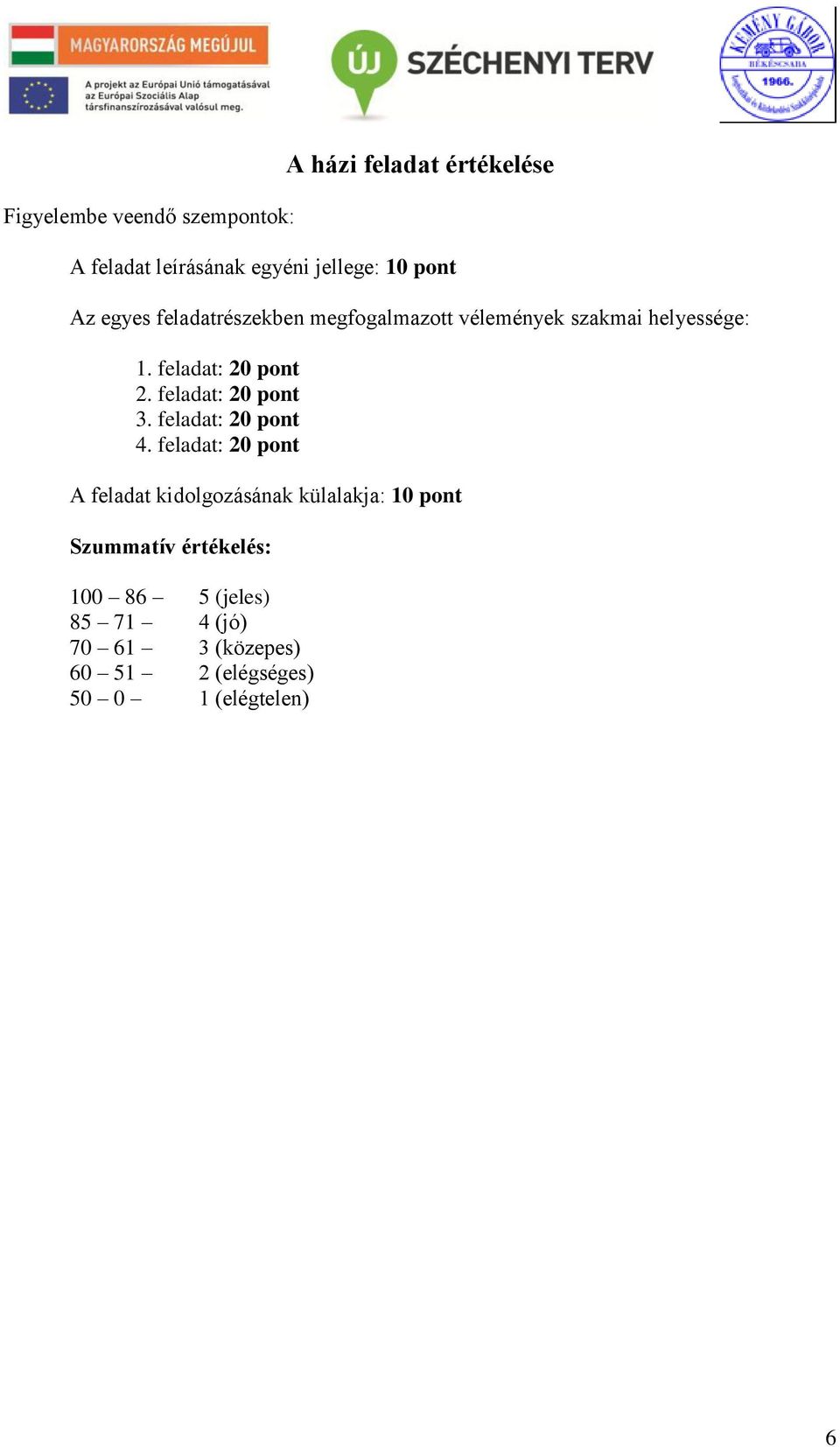 feladat: 20 pont 3. feladat: 20 pont 4.