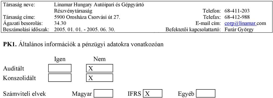 Általános információk a pénzügyi adatokra