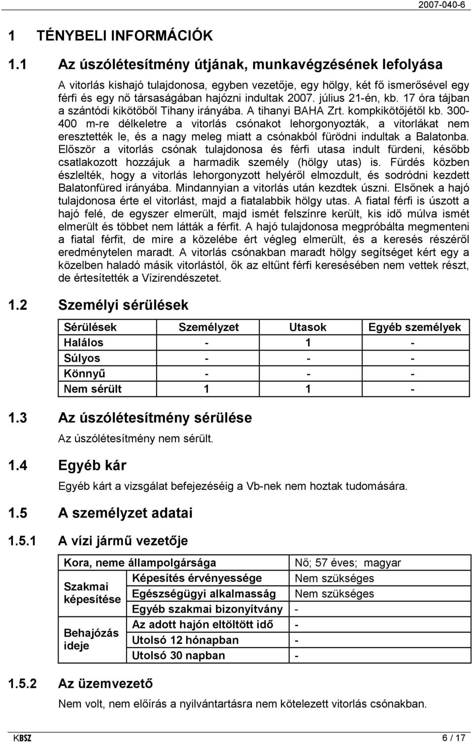 július 21-én, kb. 17 óra tájban a szántódi kikötőből Tihany irányába. A tihanyi BAHA Zrt. kompkikötőjétől kb.