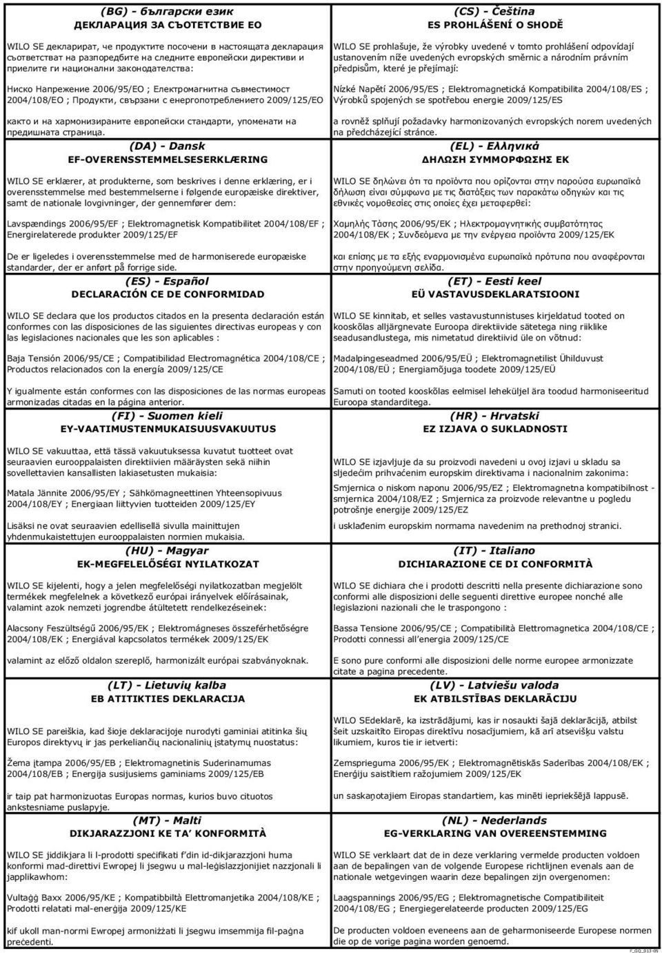 Energirelaterede produkter 2009/125/EF De er ligeledes i overensstemmelse med de harmoniserede europæiske standarder, der er anført på forrige side.