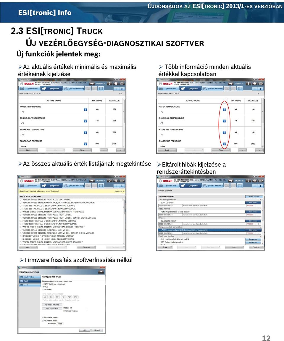 értékek minimális és maximális értékeinek kijelzése Több információ minden aktuális értékkel