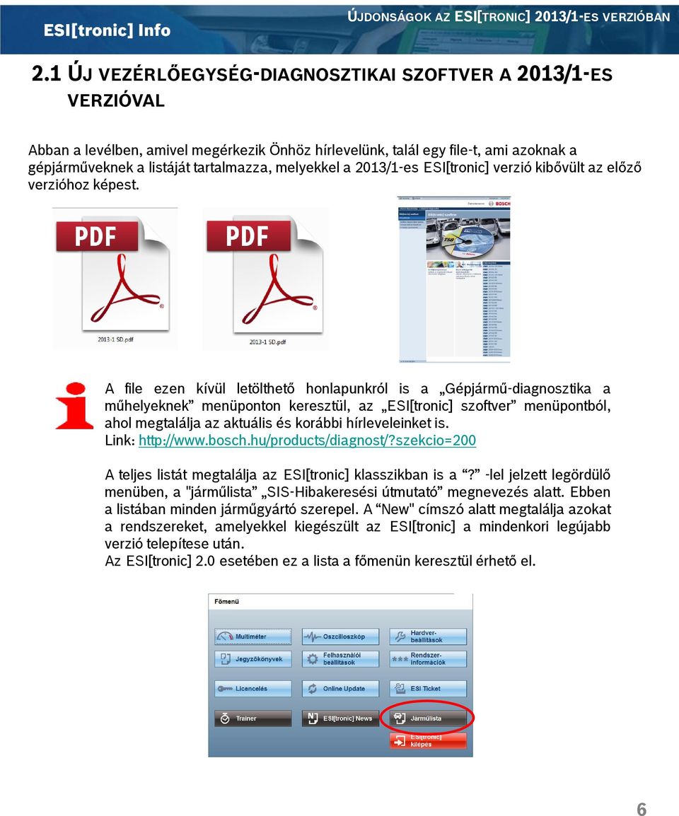 a 2013/1-es ESI[tronic] verzió kibővült az előző verzióhoz képest.