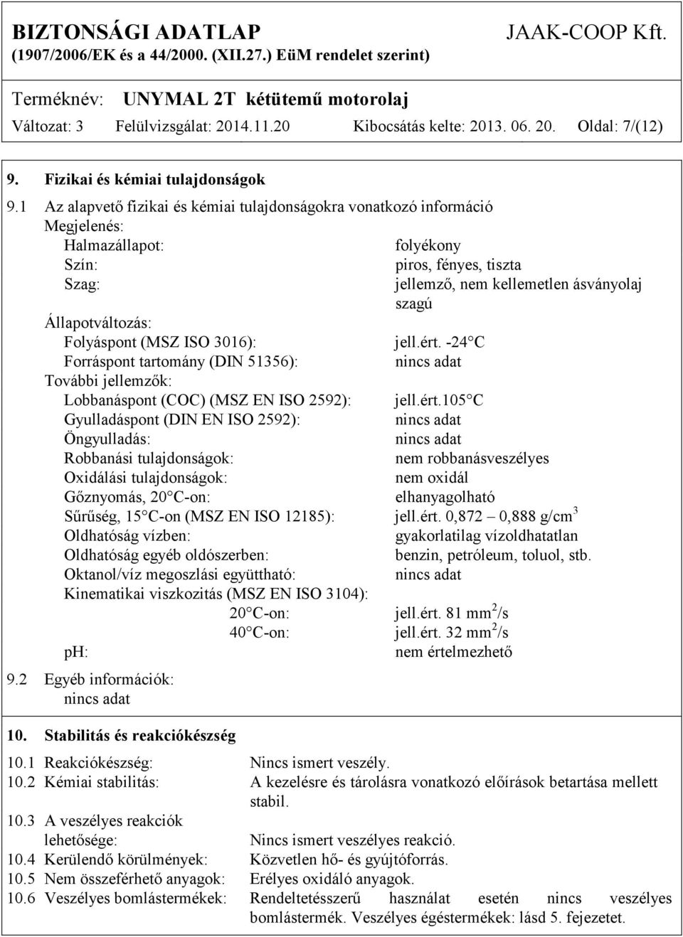 Folyáspont (MSZ ISO 3016): jell.ért.