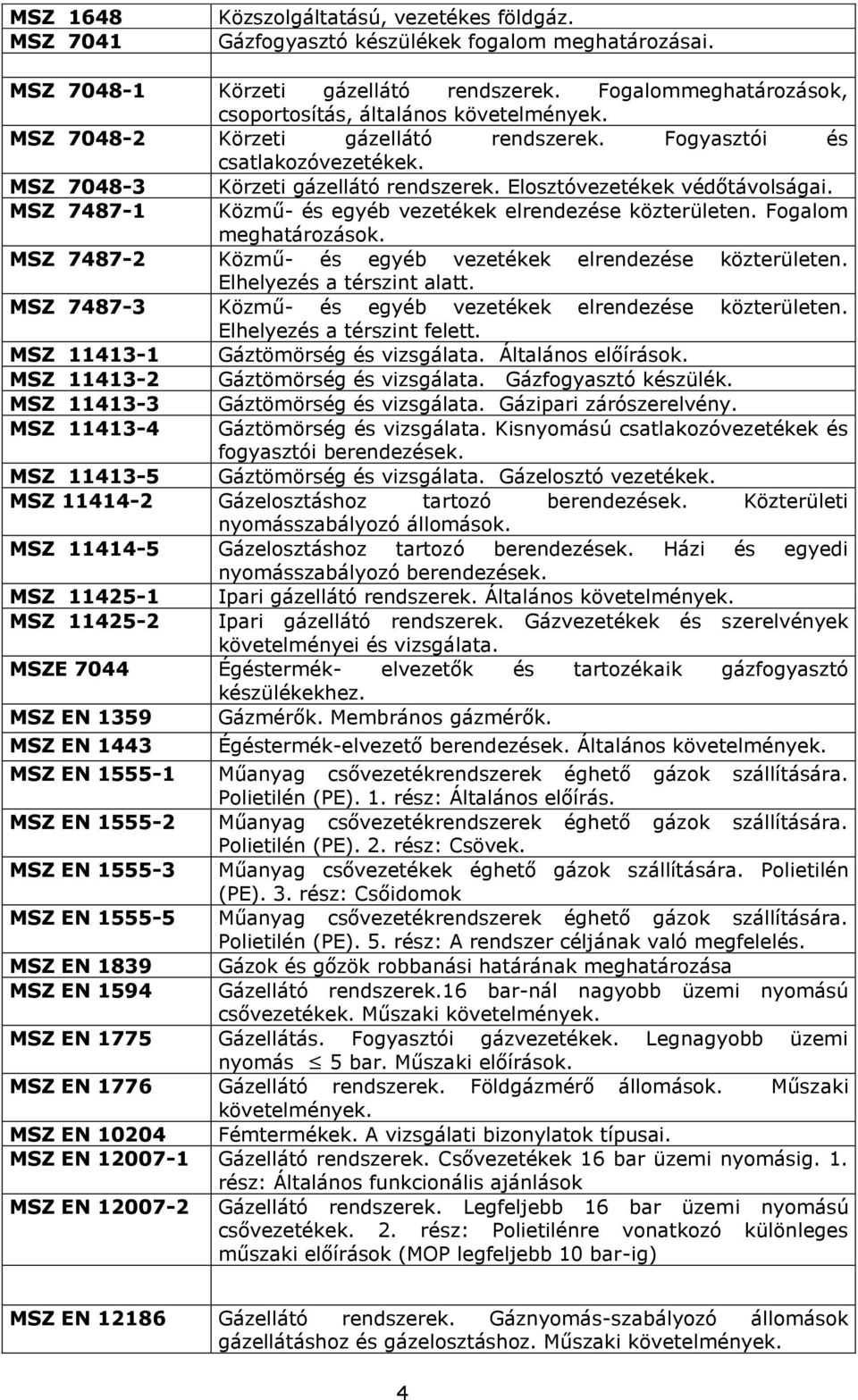 Elosztóvezetékek védőtávolságai. MSZ 7487-1 Közmű- és egyéb vezetékek elrendezése közterületen. Fogalom meghatározások. MSZ 7487-2 Közmű- és egyéb vezetékek elrendezése közterületen.