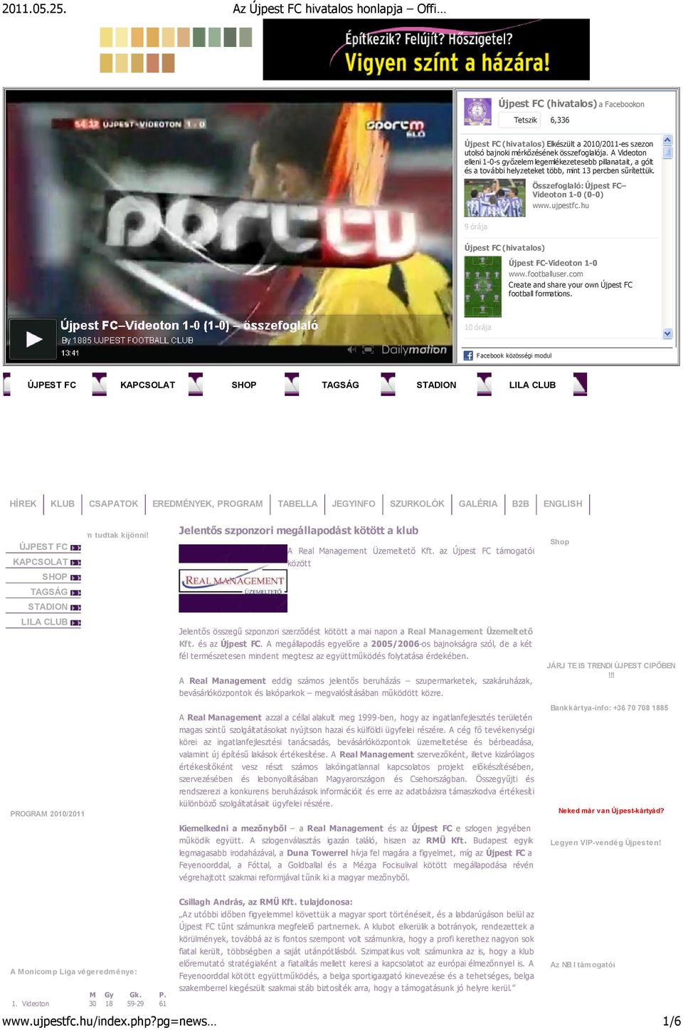 hu 9 órája Újpest FC (hivatalos) Újpest FC-Videoton 1-0 www.footballuser.com Create and share your own Újpest FC football formations.