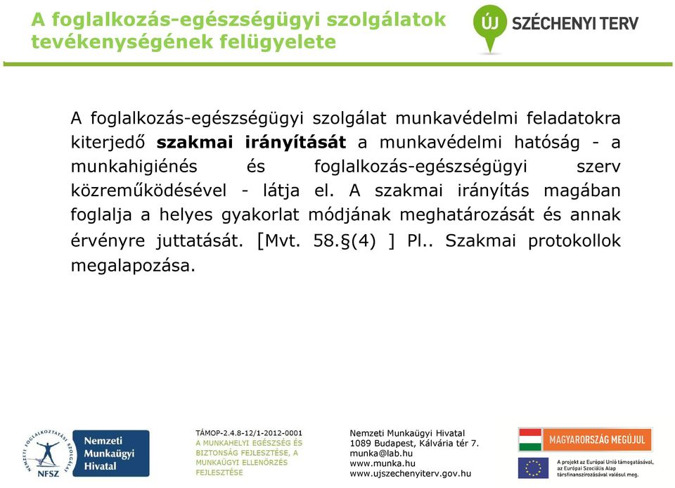 foglalkozás-egészségügyi szerv közreműködésével - látja el.