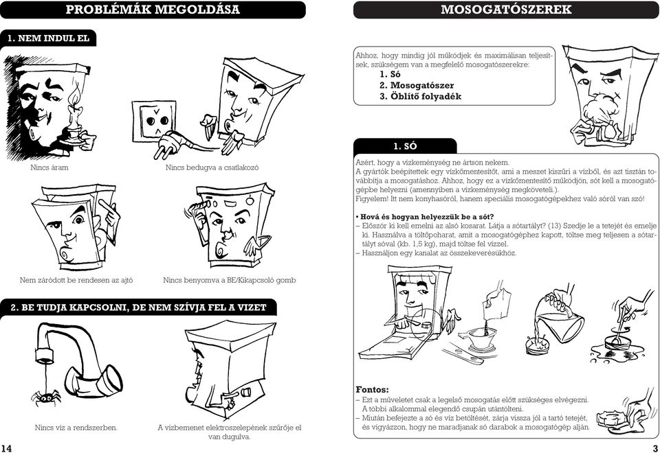 A gyártók beépítettek egy vízkômentesítôt, ami a meszet kiszûri a vízbôl, és azt tisztán továbbítja a mosogatáshoz.