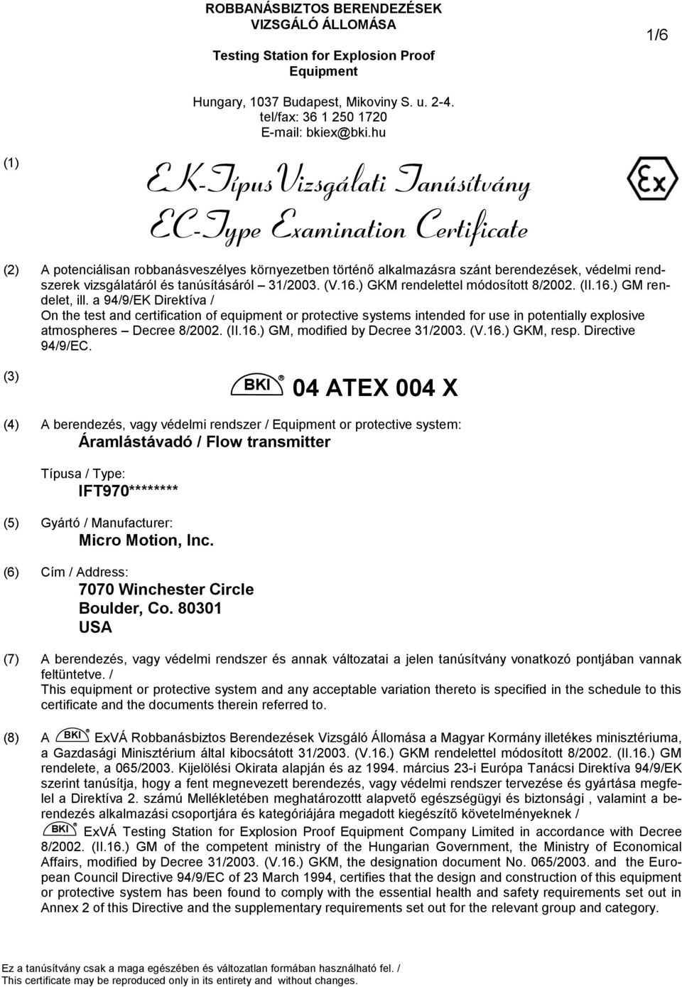 ) GKM rendelettel módosított 8/2002. (II.16.) GM rendelet, ill.