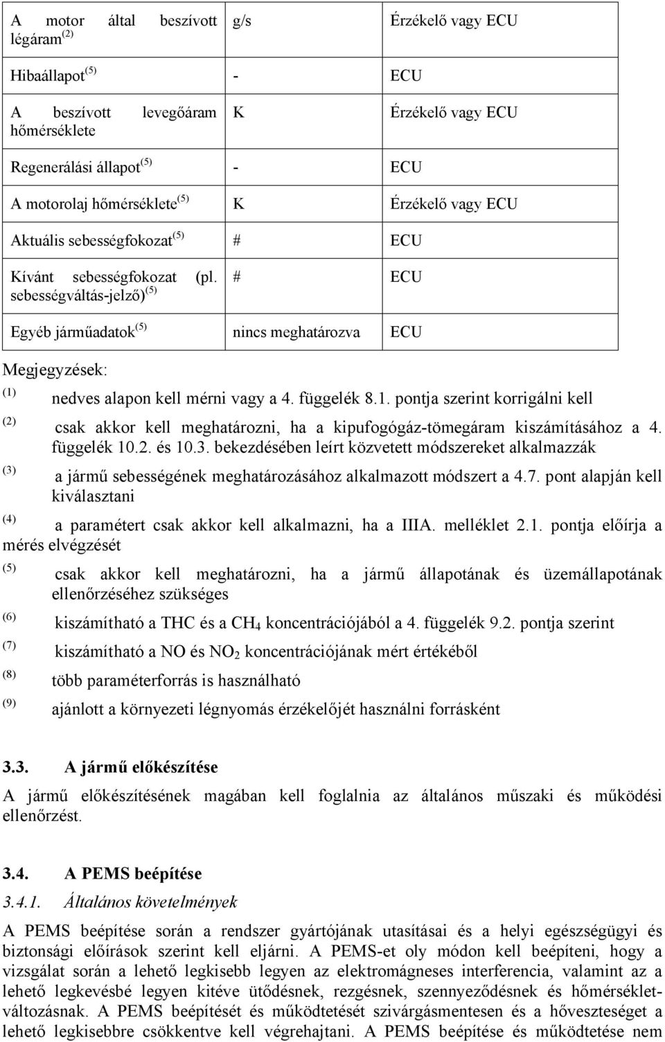 # ECU sebességváltás-jelző) (5) Egyéb járműadatok (5) nincs meghatározva ECU Megjegyzések: (1)