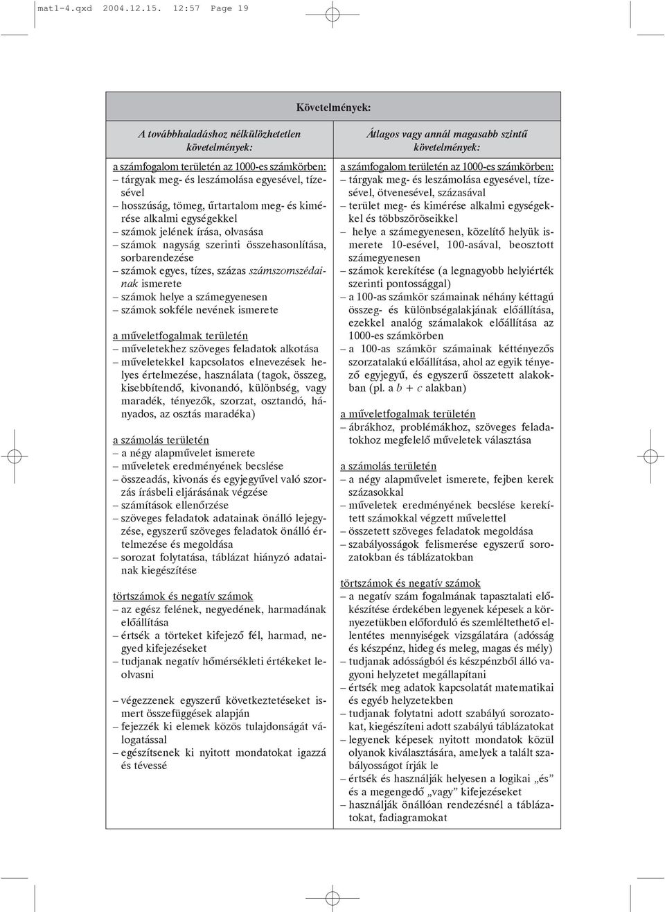 olvasása számok nagyság szerinti összehasonlítása, sorbarendezése számok egyes, tízes, százas számszomszédainak ismerete számok helye a számegyenesen számok sokféle nevének ismerete a mûveletfogalmak