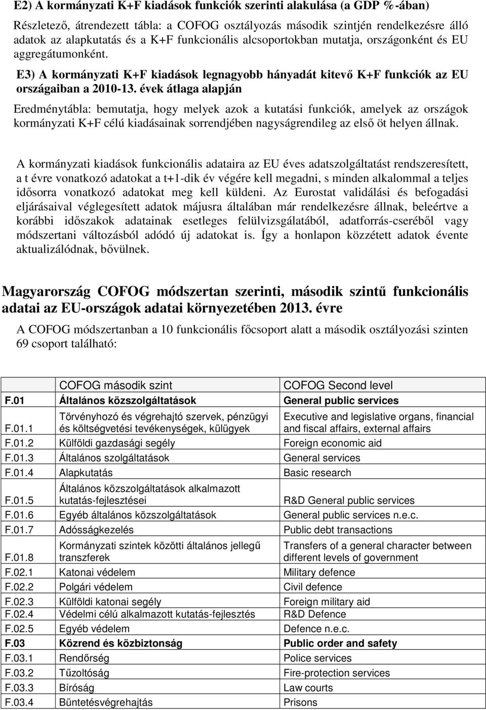 évek átlaga alapján Eredménytábla: bemutatja, hogy melyek azok a kutatási funkciók, amelyek az országok kormányzati K+F célú kiadásainak sorrendjében nagyságrendileg az első öt helyen állnak.