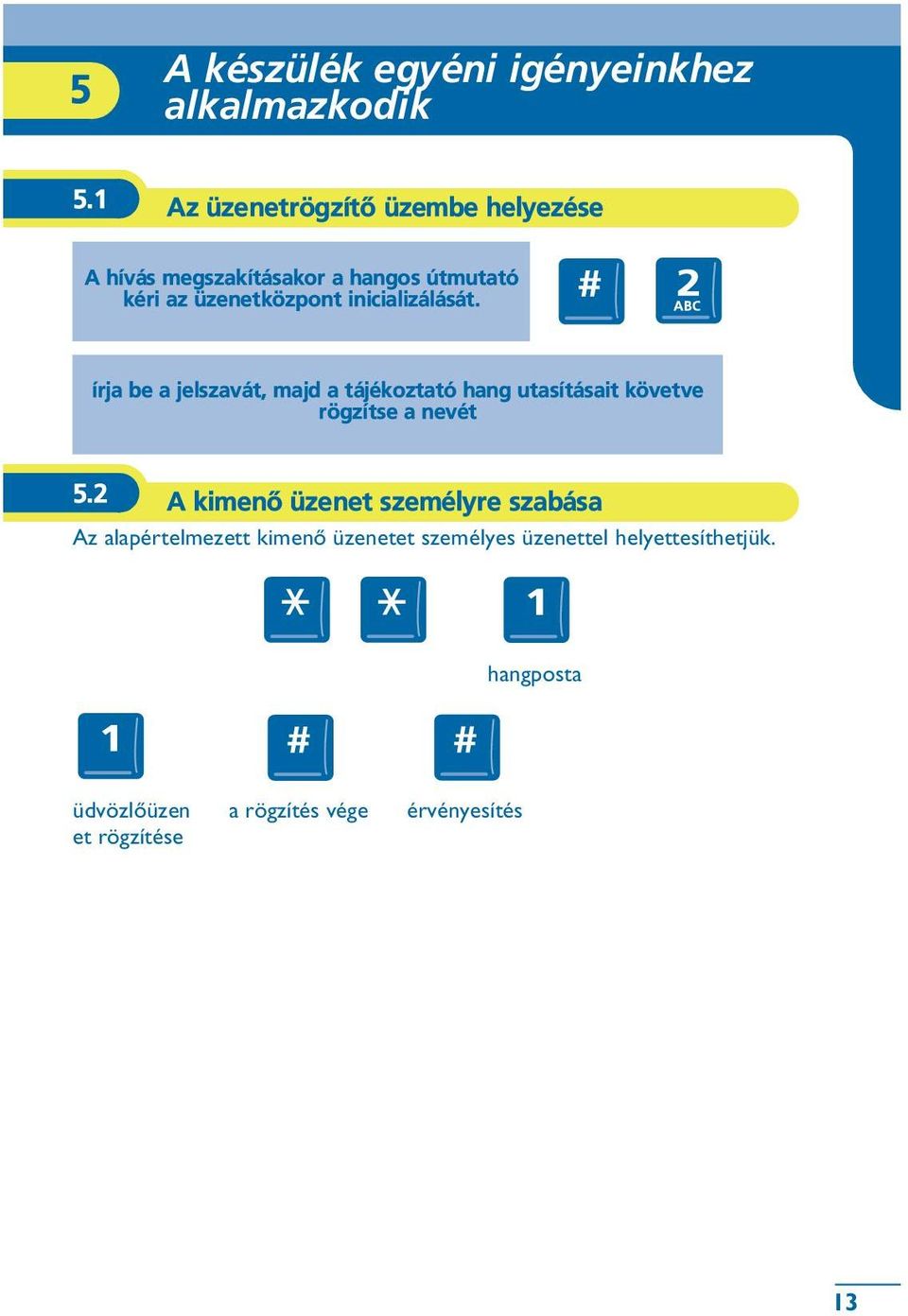 inicializálását. írja be a jelszavát, majd a tájékoztató hang utasításait követve rögzítse a nevét 5.