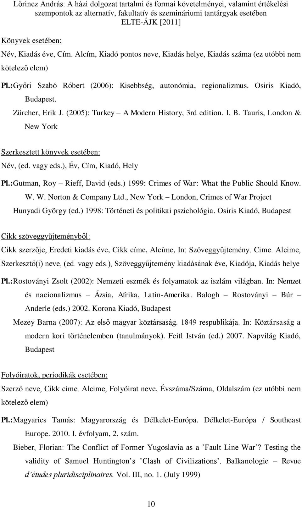 : Gutman, Roy Rieff, David (eds.) 1999: Crimes of War: What the Public Should Know. W. W. Norton & Company Ltd., New York London, Crimes of War Project Hunyadi György (ed.