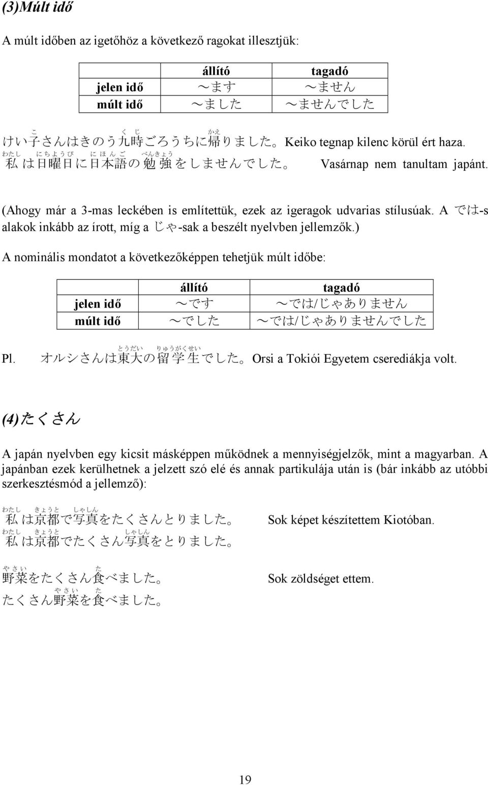 A では-s alakok inkább az írott, míg a じゃ-sak a beszélt nyelvben jellemzők.