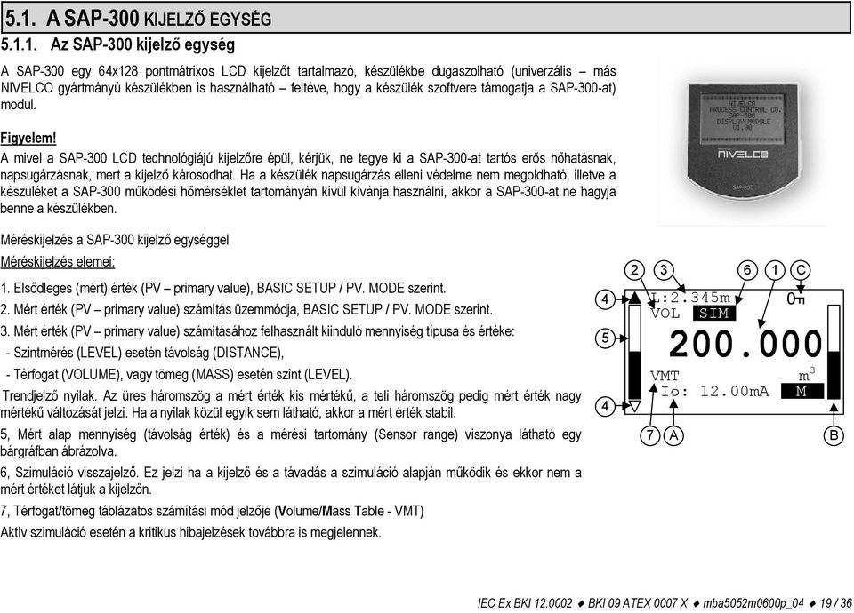 A mivel a SAP-300 LCD technológiájú kijelzőre épül, kérjük, ne tegye ki a SAP-300-at tartós erős hőhatásnak, napsugárzásnak, mert a kijelző károsodhat.
