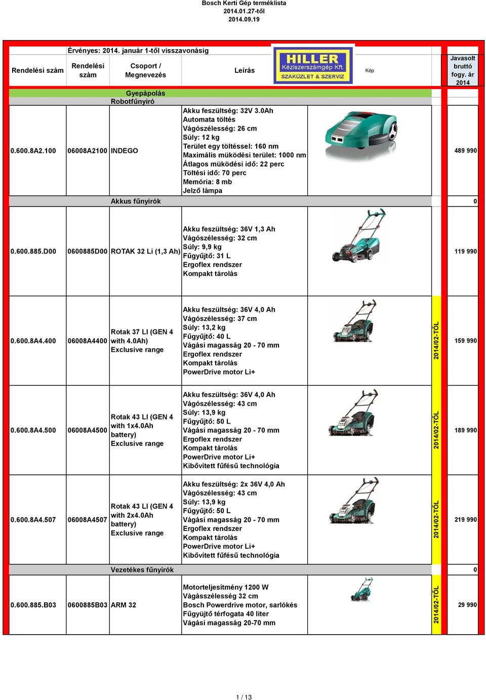 Akkus fűnyírók.6.885.d 6885D ROTAK 32 Li (1,3 Ah) Akku feszültség: 36V 1,3 Ah Vágószélesség: 32 cm Súly: 9,9 kg Fűgyűjtő: 31 L Ergoflex rendszer Kompakt tárolás 119 99.6.8A4.